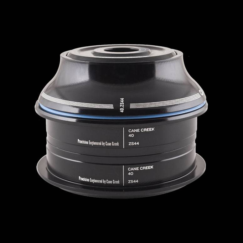 Cane Creek 40 ZS44/28.6 and ZS44/30 sealed bearing bike headset for road, gravel, and mountain bikes, with visible bearings and components.