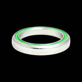 Cane Creek 40-42mm Italian headset bearing in silver and green, 7mm, 45° upgrade for bicycle components.