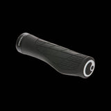 Ergon GA3 ergonomic bike grips with aluminium clamps, featuring textured surface for comfort and improved control on bicycle handlebars.