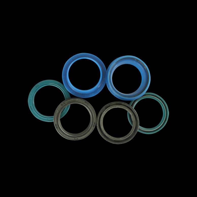 Enduro Bearings fork seals for Rockshox forks, dual-lip seal kit, durable components for mountain bike suspension maintenance.