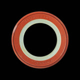 Enduro Bearings outboard cup seal for Shimano bottom brackets in silver and red, showing detailed close-up of the component.