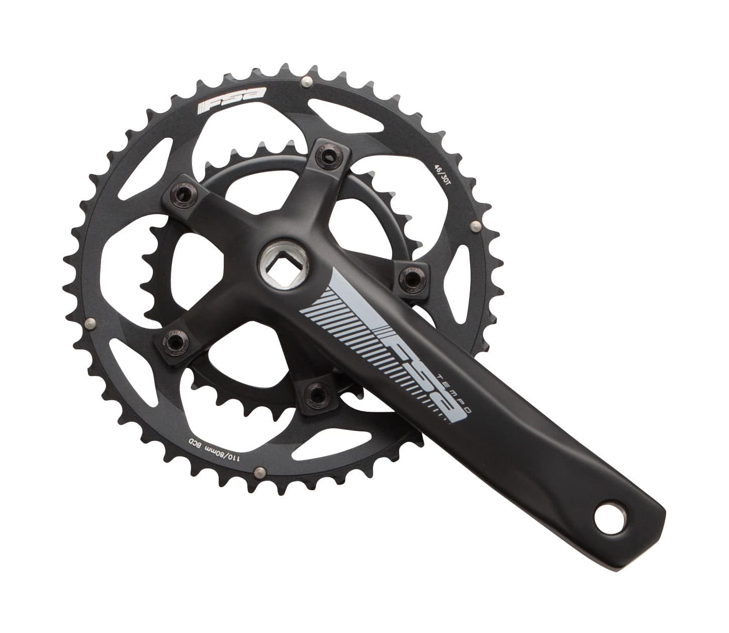 FSA Tempo Adventure 2x10 speed chainset with 46/30T chainrings and 165mm crank arms, bicycle component for mountain or road bikes