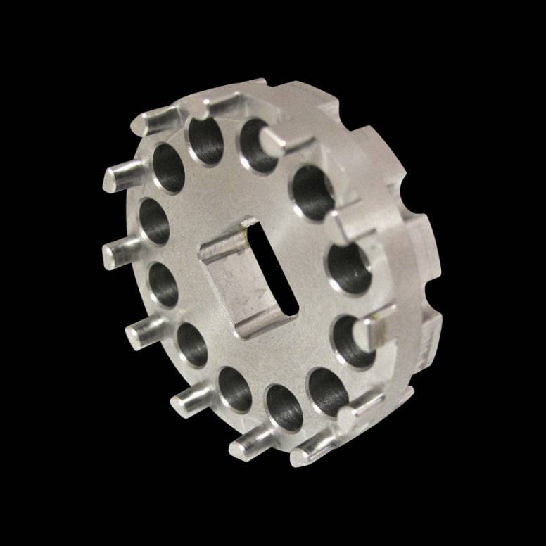 Enduro Bearings Rotor Crank Spider Tool for 24mm and 30mm lockring maintenance, shown in a workshop setting.