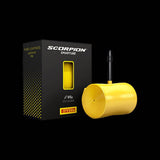 Pirelli Scorpion MTB Smartubes inner tube with Presta valve for disc brake mountain bike, showing the valve and packaging.