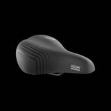 Selle Royal Roomy bike saddle with slow fit foam for comfortable cycling, shown from side view with padded surface and sturdy rails.