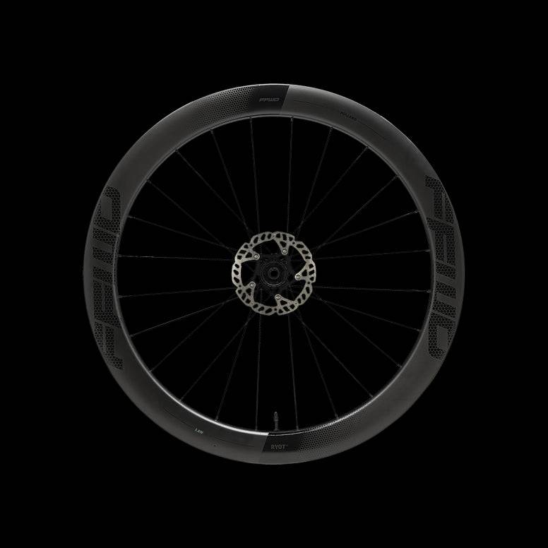 Fast Forward RYOT55 tubular 55mm disc brake wheelset with DT240 Centrelock hubs, Shimano carbon rims, black finish.