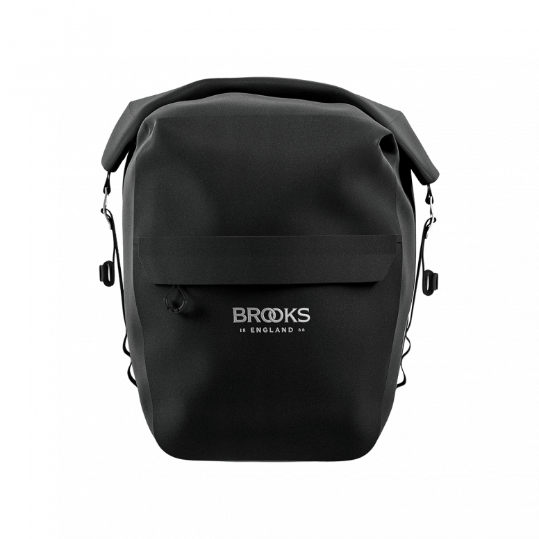 Brooks Scape waterproof pannier with Klick Fix® attachment for bike racks, designed for durable bike storage and commuting.
