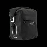 Brooks Scape waterproof pannier with Klick Fix attachment for bike racks, designed for durable bike gear storage.