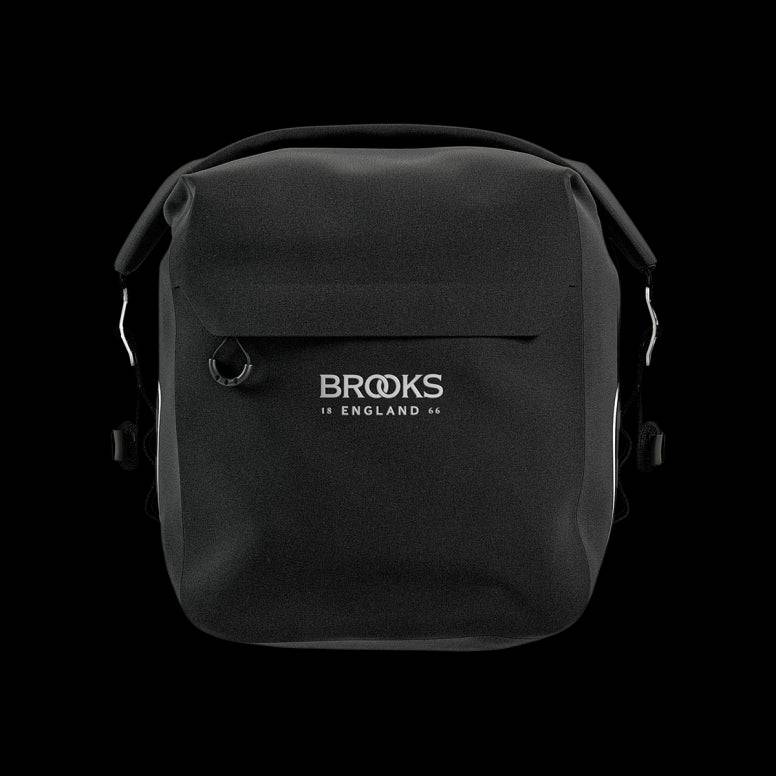 Brooks Scape waterproof bike pannier with Klick Fix attachment for rack, designed for durable cycling accessories.