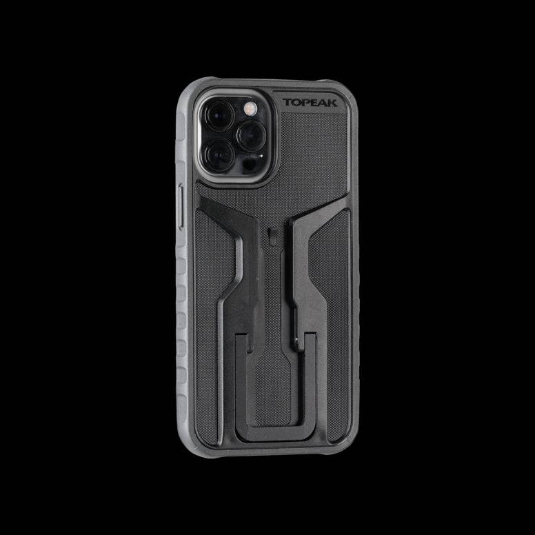 Topeak Ridecase phone mount for iPhone 12 Pro Max with QuickClick™ technology, secure bicycle accessories holder.
