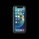 Topeak RideCase for iPhone 12 Mini bike phone mount with QuickClick system, showing secure grip and sleek design.