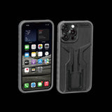 Topeak Ridecase iPhone 13 Pro Max bike phone mount with adjustable viewing angles, designed for cycling accessories.