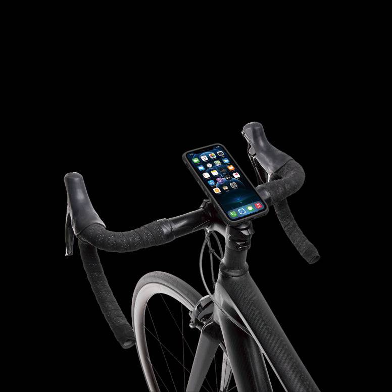 Topeak Ridecase iPhone 13 Pro Max bike phone mount with adjustable viewing angles, designed for cycling accessories.