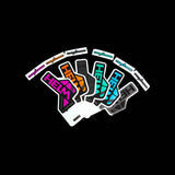 Cane Creek HELM fork sticker kit with components for customization, featuring colorful decals and accessories for bike suspension forks.