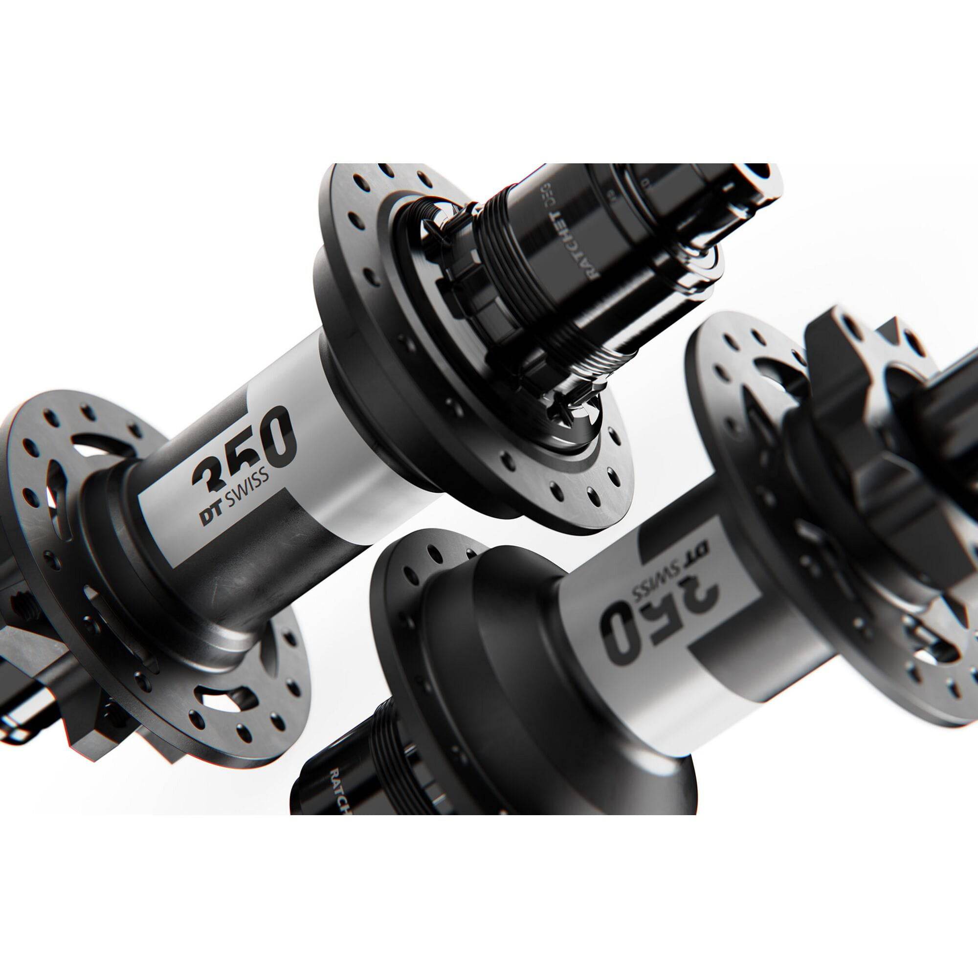 Black DT Swiss 350 DEG Classic rear disc hub with 6 bolt and MICRO SPLINE 28H, 148x12mm Boost axle, for bike components.
