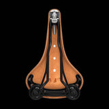 Brooks Flyer Special saddle for long-distance cycling, featuring durable support and comfortable design, shown from side view.