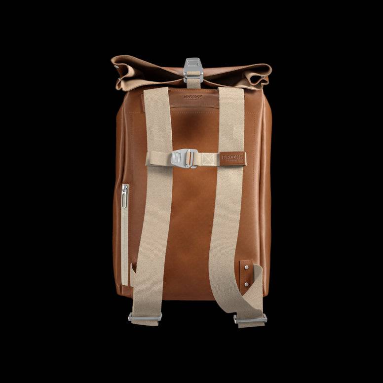 Brooks Pickwick leather backpack with laptop sleeve, handmade in Italy, designed for urban cycling and stylish accessories.