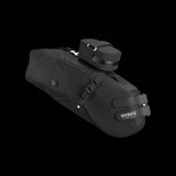 Brooks Scape waterproof seat bag with modular attachments in black, designed for cycling accessories and bike storage.