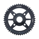 FSA Gossamer Pro AGX+ 2x11 chainring with 90mm BCD and 4-hole mount for road bike components, showing the chainring's details.