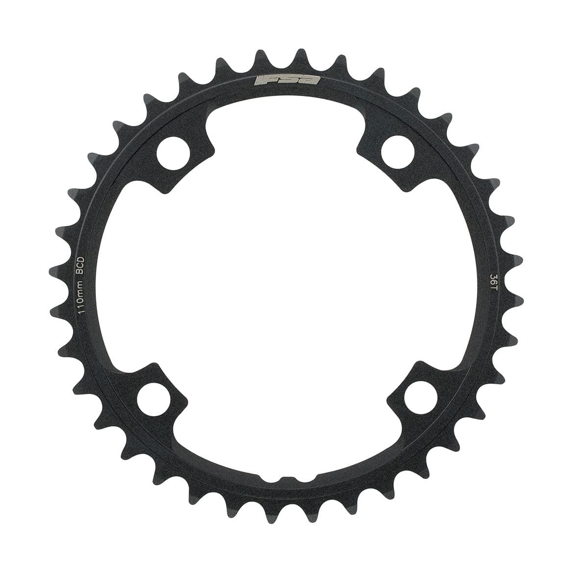 FSA SL-K/Pbox ABS road chainring 2x11 36T black with 4-hole design for SL-K Light crankset, component for bicycle drivetrain.