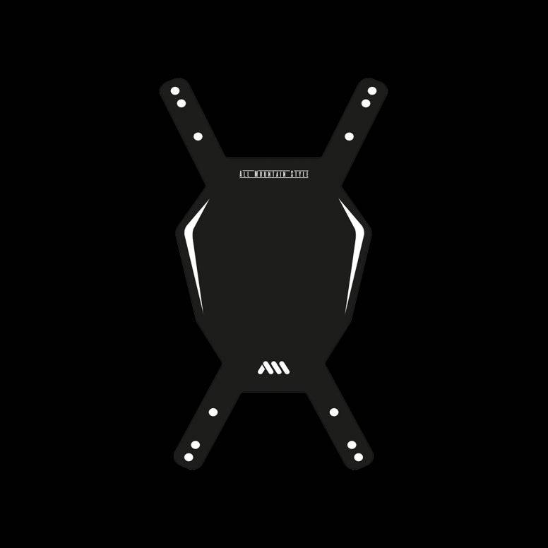 All Mountain Style black number plate for downhill and enduro bikes, designed as a durable accessory for bike racing and riding.