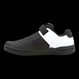 Crank Brothers Stamp Speedlace MTB shoes in black with flat pedal design, featuring breathable upper and secure lacing for mountain biking.