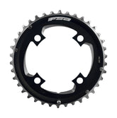 FSA Afterburner Mod MTB 2x11 chainring in black anodized with 96x38T tooth configuration and 4-hole mounting design.