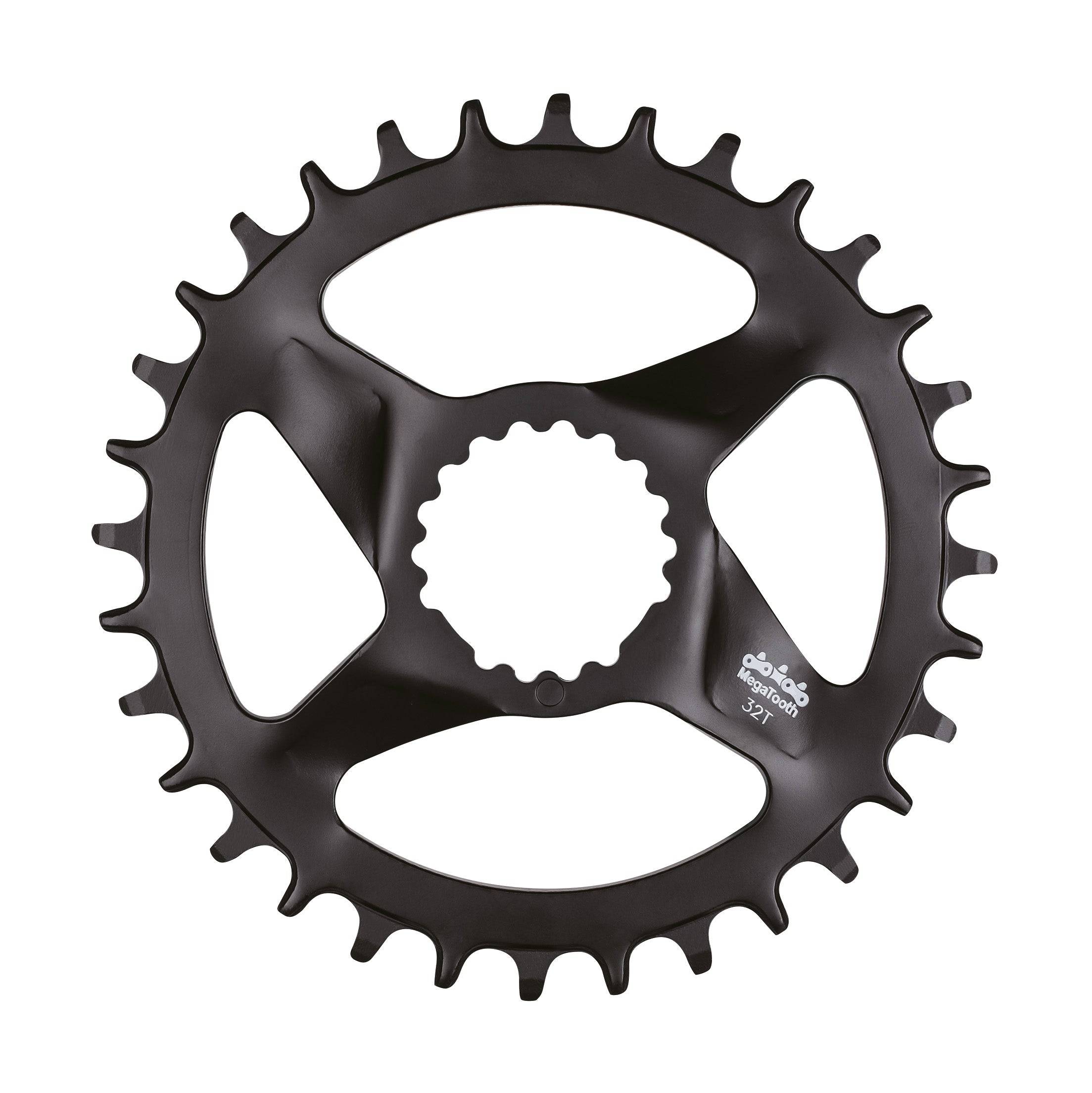 FSA Comet MTB 34T narrow-wide chainring for 1x12 Shimano bikes, showing the black component with teeth and mounting holes.