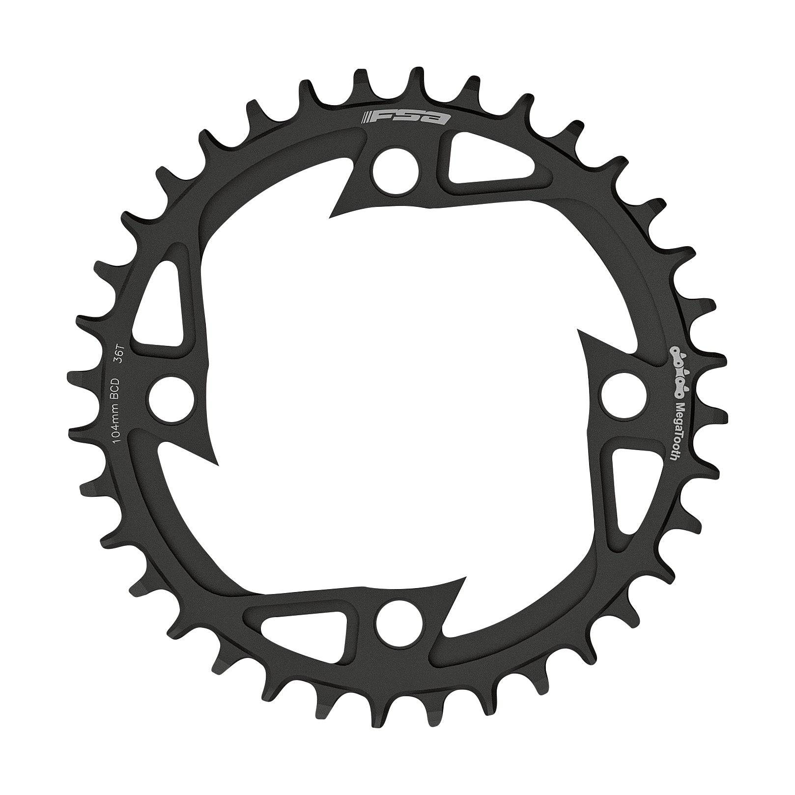 FSA Bosch ebike alloy chainring for 1x11 speed, V-shape spider, 104x44T, compatible with ebike components.
