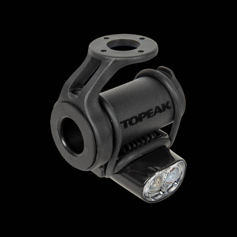 Topeak UTF Light Bar Black front light mount for UTF multi-mount systems, made of durable black material.
