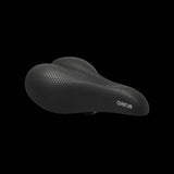 Selle Royal Avenue bike saddle with Royalgel® cushioning and waterproof technology, showcasing the ergonomic design and durable cover.