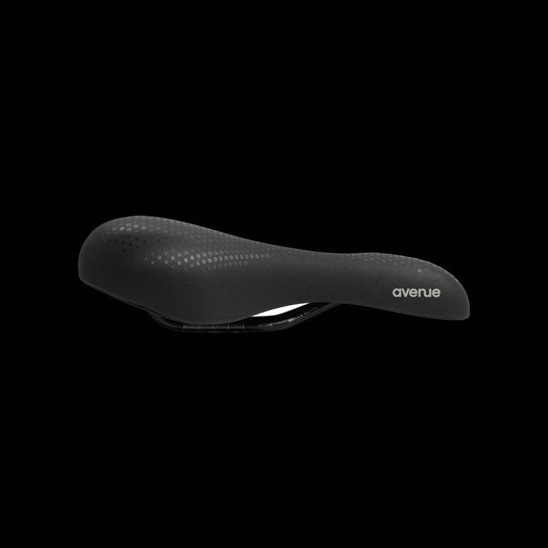 Selle Royal Avenue bike saddle with Royalgel® cushioning and waterproof design, shown with ergonomic shape and padded surface.