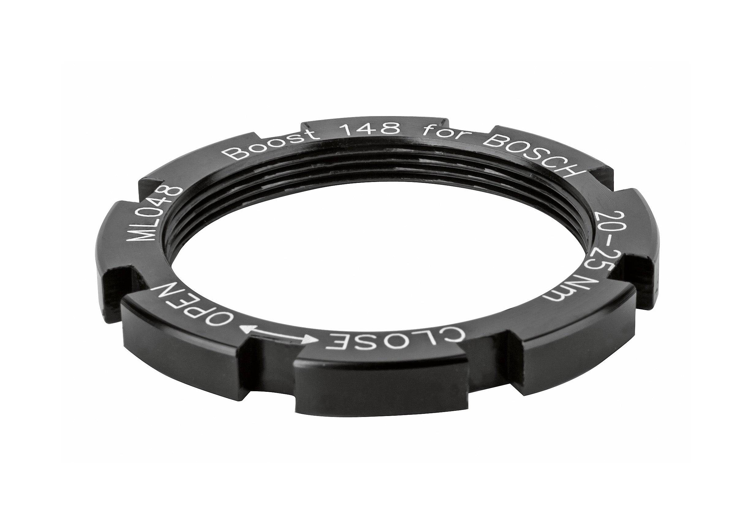 FSA Bosch G3 Lock Ring ML588 for e-bike transmission, black or silver, close-up of component used in bike drive systems