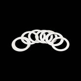 Jagwire Silver Centerlock Rotor Shims, 0.15mm thick, for disc brake alignment, pack of 10, bicycle components.