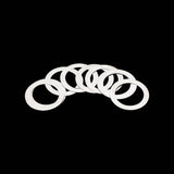 Jagwire Silver Centerlock Rotor Shims, 0.15mm thick, for disc brake alignment, pack of 10, bicycle components.