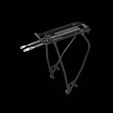 Topeak Master Adapterack disc bike rack for 26 and 700C bikes with disc brakes, black, mounted on a bicycle.