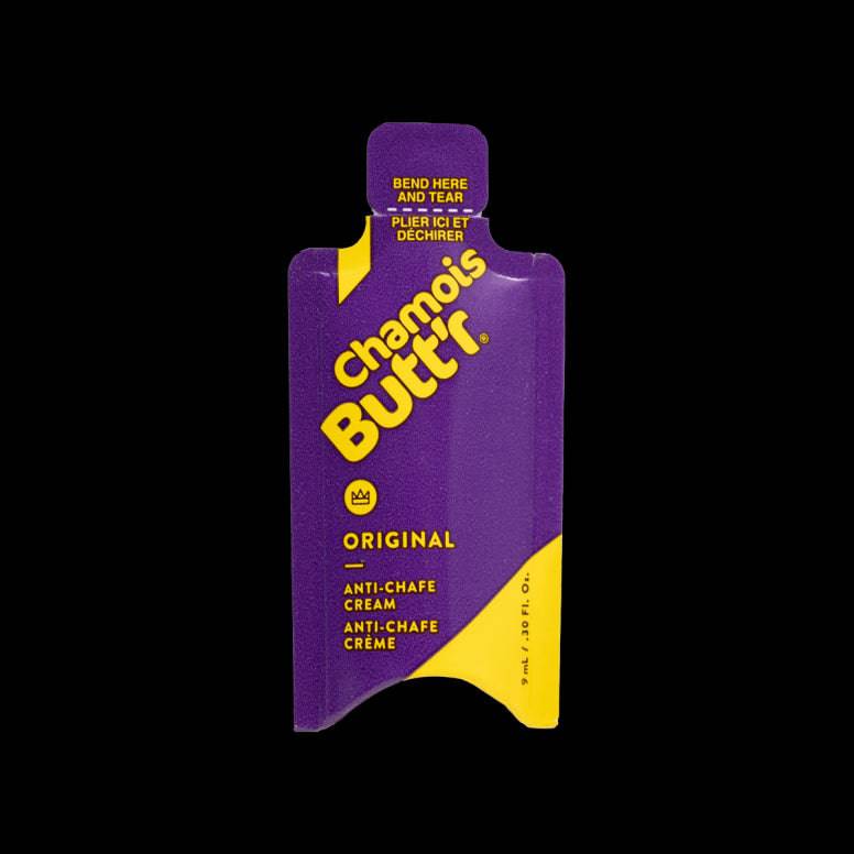 Chamois Butt'r Original skin lubricant for cycling comfort and chafing prevention, shown in a small tube.
