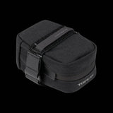 Topeak Elementa seatbag attached to a bike saddle, compact bike saddle bag for tools and inner tubes, made for cycling accessories