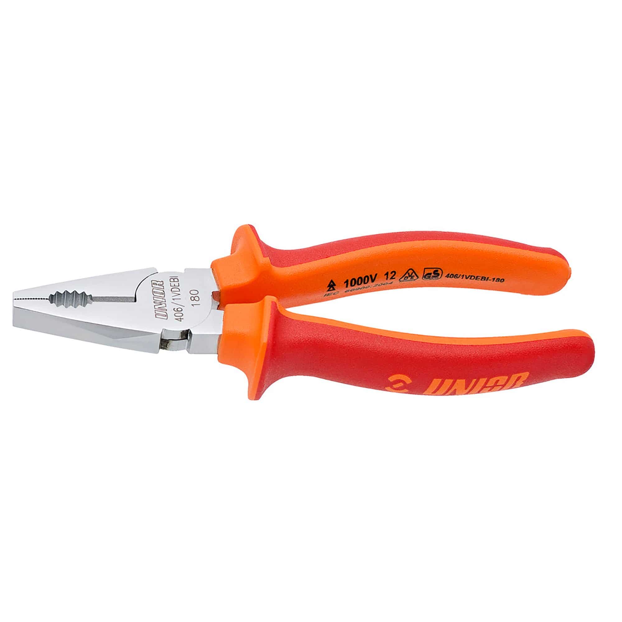 UNIOR combination pliers with insulated grips, precision cutting edges, and ergonomic handles for workshop use.