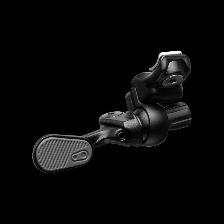 Crankbrothers Highline Premium Remote Gen 2 dropper seatpost lever with 360° adjustment, mounted on bike handlebar.
