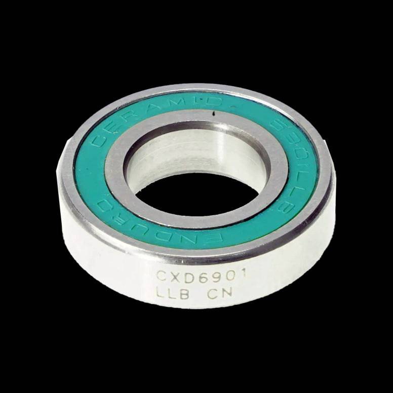 Enduro Bearings 6901 LLB CXD-15 ceramic bottom bracket bearing, 12x24x6mm, for bicycle components, with black outer ring and smooth surface.