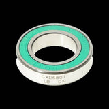 Enduro Bearings 6801 LLB CXD-15 angular contact bearing for bicycle hubs and bottom brackets, shown close-up in the image.