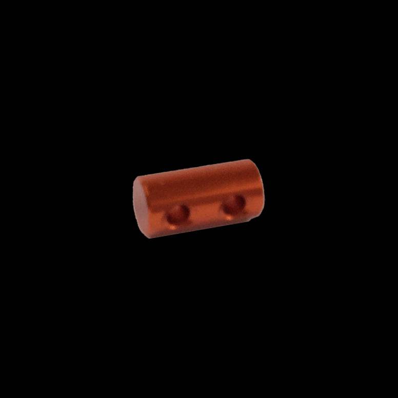Crankbrothers 5.95mm 2 Hole Orange Wheel Spoke Pin for bicycle hubs, close-up of the orange metal component.