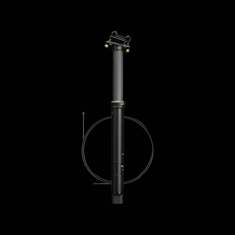Crank Brothers Highline 11 dropper post with adjustable 60-170mm travel, mountain bike component, black with control lever.