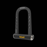 OnGuard RockSolid 8590 Diamond Secured by Design black and yellow cycle lock with durable design and key mechanism.