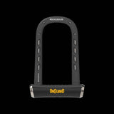 OnGuard RockSolid 8590 Diamond Secured by Design black and yellow cycle lock, heavy-duty bike security accessory.