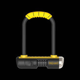 OnGuard Bulldog Combo lock with 230mm hardened steel shackle, black and yellow, designed for bike security accessories
