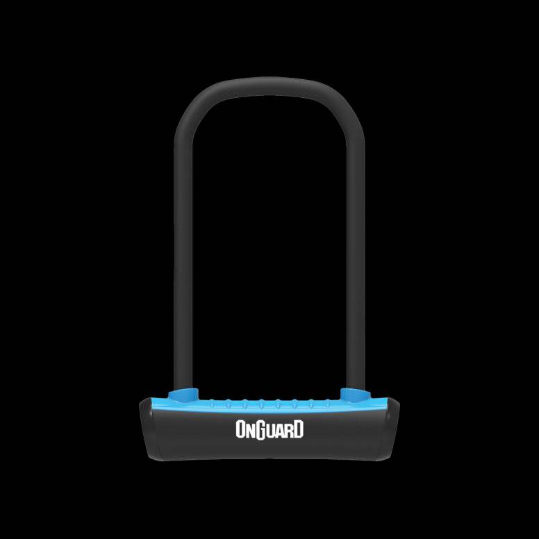 OnGuard Neon U-Lock with spring-free D-lock system, included bracket and keys, durable bike lock accessory.