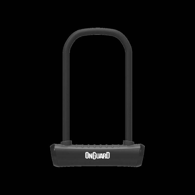 OnGuard Neon U-Lock with patented spring-free D-lock system, bracket, and keys for bike security.