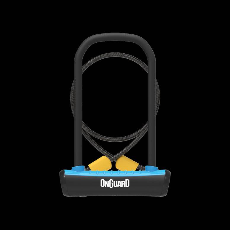 OnGuard Neon U-Lock with braided steel cable and bracket, durable bike lock for security and convenience.
